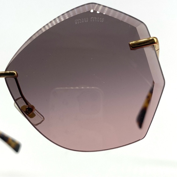 MIU MIU Authentic Scenique Geometric Gradient Gold Tortoise Brown Sunglasses - Picture 6 of 8